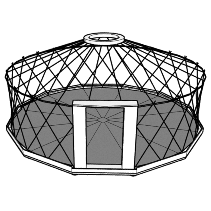 ASKETH Jurte mit mittlerer Bauweise und reduziertem Innenaufbau